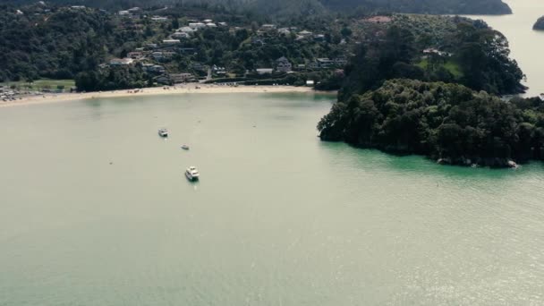 Aerial Footage Beautiful Coast Yachts — Stock Video