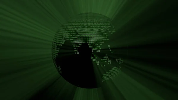 Eine Illustration Glühender Dunkler Globus Mit Binären Codes — Stockfoto