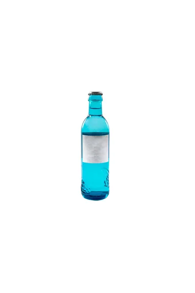 Botol Kaca Kosong Dengan Air Yang Diisolasi Pada Latar Belakang — Stok Foto