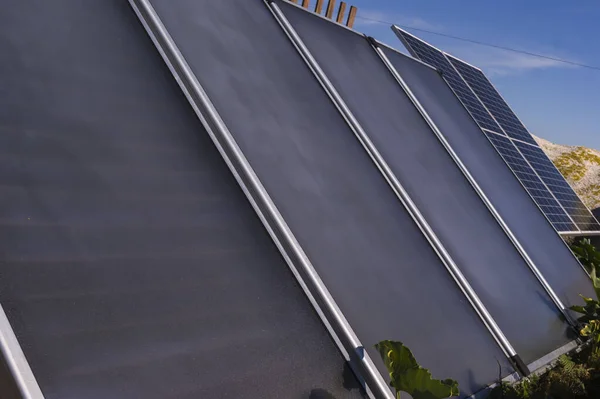 Paneles Solares Techo Edificio — Foto de Stock