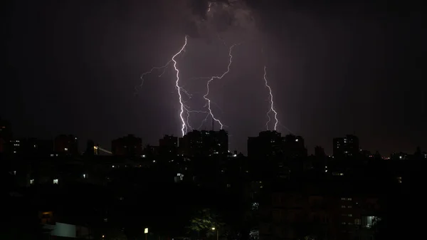 Relámpago Cielo Nocturno —  Fotos de Stock