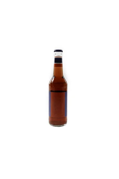 Frasco Cerveja Isolado Sobre Fundo Branco — Fotografia de Stock