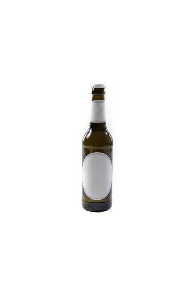 Garrafa Cerveja Isolada Sobre Fundo Branco — Fotografia de Stock