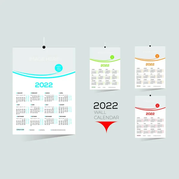 Coloré Mois 2022 Calendrier Mural Pour Tout Meilleur Type Utilisation — Image vectorielle