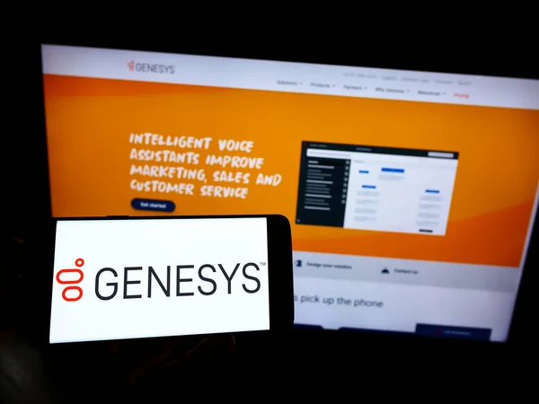 Logo Genesys Obrazovce Chytrého Telefonu Monitoru Počítače — Stock fotografie