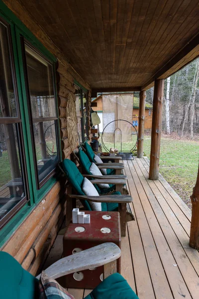 Chaises Bois Dans Forêt — Photo