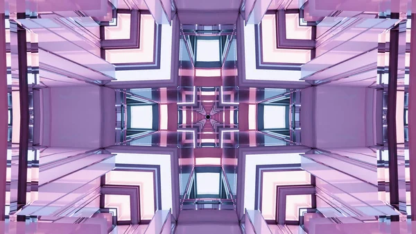 Иллюстрация Научно Фантастического Фона Геометрическими Фигурами Фиолетовыми Фонарями — стоковое фото