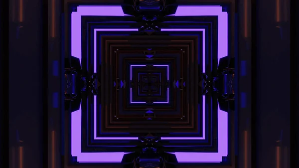 Рендеринг Абстрактного Научно Фантастического Фона Геометрическими Фигурами Темно Фиолетовыми Фонарями — стоковое фото