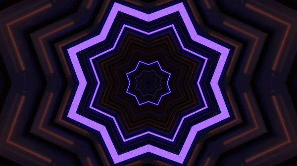 Rendering Abstract Sci Background Geometric Shapes Dark Purple Led Lights — Stockfoto