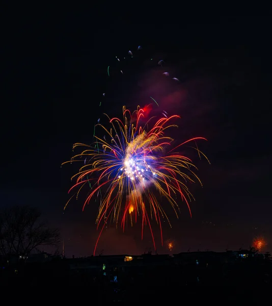 Fuegos Artificiales Cielo Nocturno — Foto de Stock