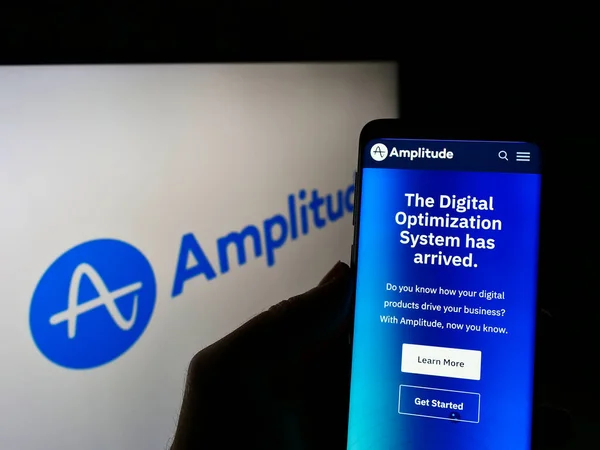 Amplitude Logo Smartphone Scherm Computer Monitor — Stockfoto