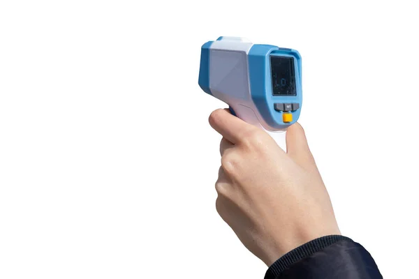 Kvinnlig Hand Med Infraröd Lasertermometer — Stockfoto