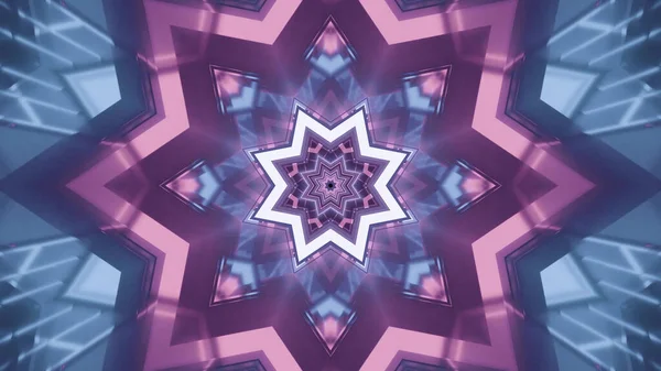 具有几何形状和紫色铅灯的科幻背景的三维图像 — 图库照片