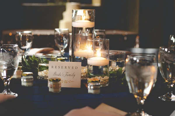 Table Setting Candles Flowers — Stock Photo, Image