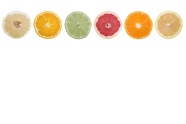 Een Prachtige Illustratie Van Kleurrijke Schijfjes Citrus Geïsoleerd Een Witte — Stockfoto