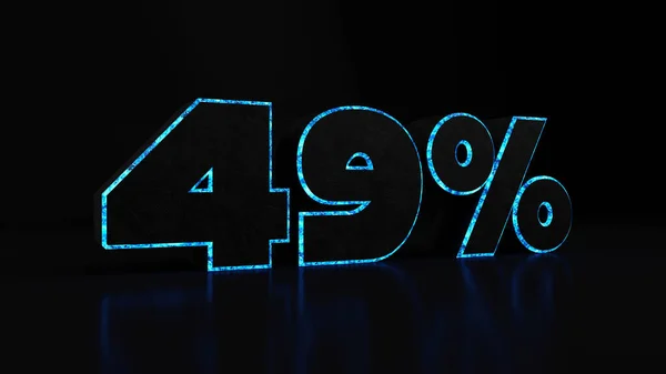 Рендеринг Процентов Светящиеся Пятнистые Синие Цифры Черном Фоне — стоковое фото
