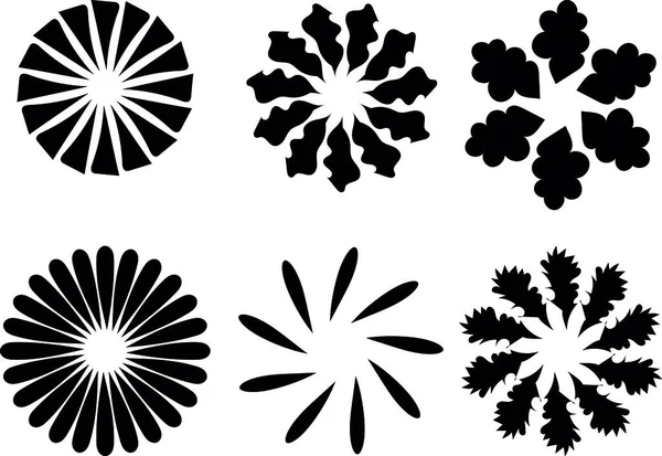 Jeu Fleurs Noires Illustration Vectorielle — Image vectorielle