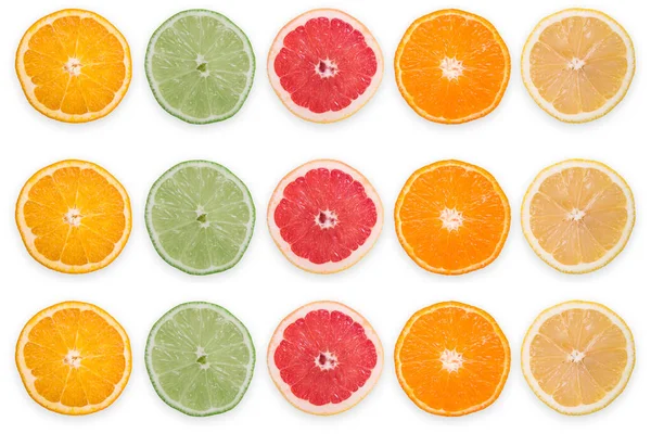 新鲜柑橘类水果 在白色背景下分离 — 图库照片