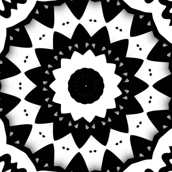 Black White Kaleidoscope Design Pattern — Stock Photo, Image