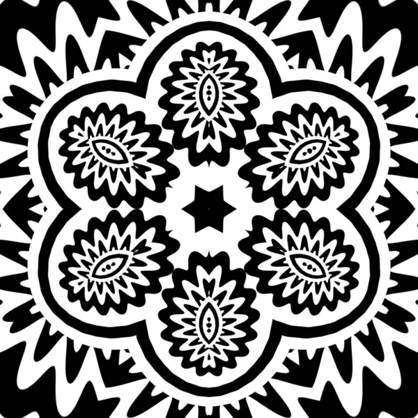 Чорно Білий Шаблон Дизайну Калейдоскопа — стокове фото