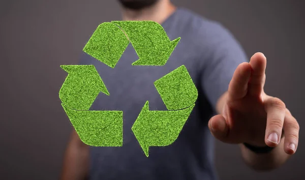 Rendering Green Recycle Icon — 图库照片