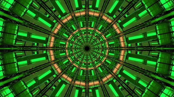 Geometrik Şekilli Parlak Yeşil Işıklı Bir Bilim Kurgu Arka Planının — Stok fotoğraf