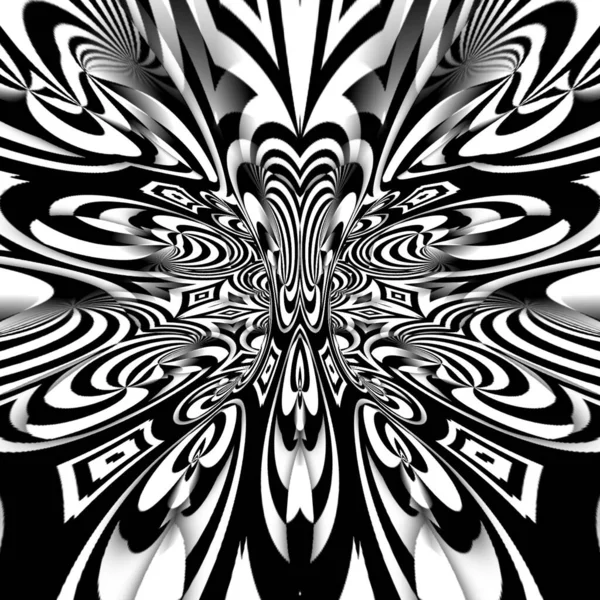 Black White Kaleidoscope Design Pattern — Stock Photo, Image