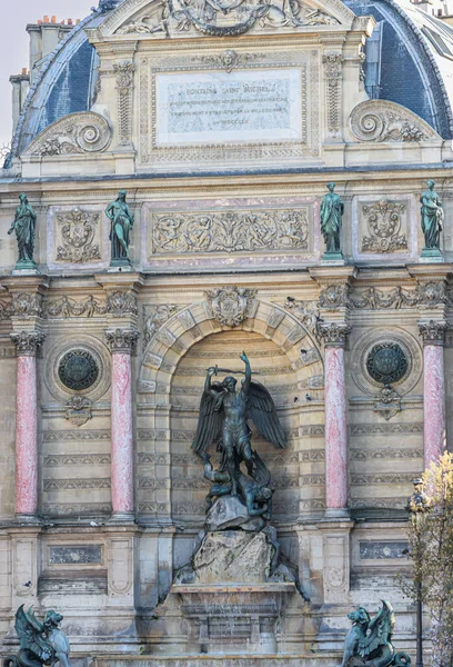 Fuente San Miguel Archuitectura Eclptica Siglo Xix Paris Franciaország — Stock Fotó