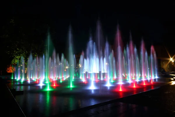 Fontana Nella Città Notte — Foto Stock