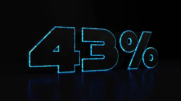 Рендеринг Процентов Светящиеся Пятнистые Синие Цифры Черном Фоне — стоковое фото