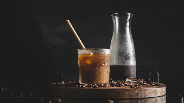 Coffee Glass Black Background — Stock Photo, Image