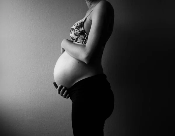 Pregnant Woman White Baby Belly — Stock Photo, Image