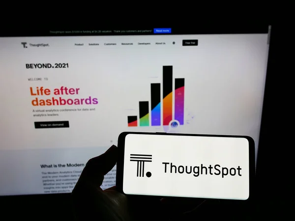 Thoughtspot Logo Smartphone Screen Computer Monitor — Stock Photo, Image