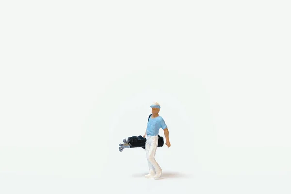 Personas Miniatura Con Una Taza Café Sobre Fondo Blanco —  Fotos de Stock