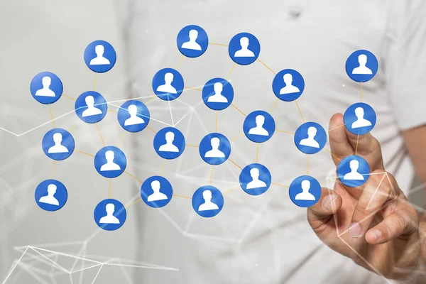 Sociala Nätverk Koncept Med Affärsman Bakgrunden — Stockfoto