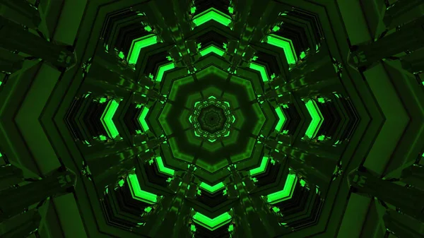 Illustration Neon Green Flower Shaped Geometric Mandala Pattern — 图库照片