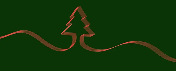 Rendered Christmas Tree Green Background Modern Christmas Card Sample — Stockfoto