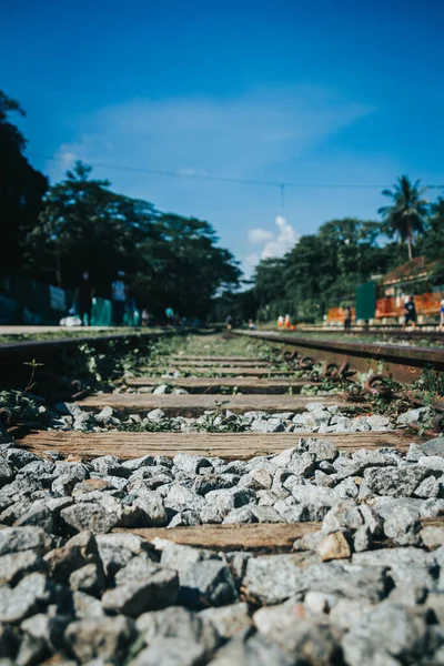 Rel Kereta Api Jalan — Stok Foto