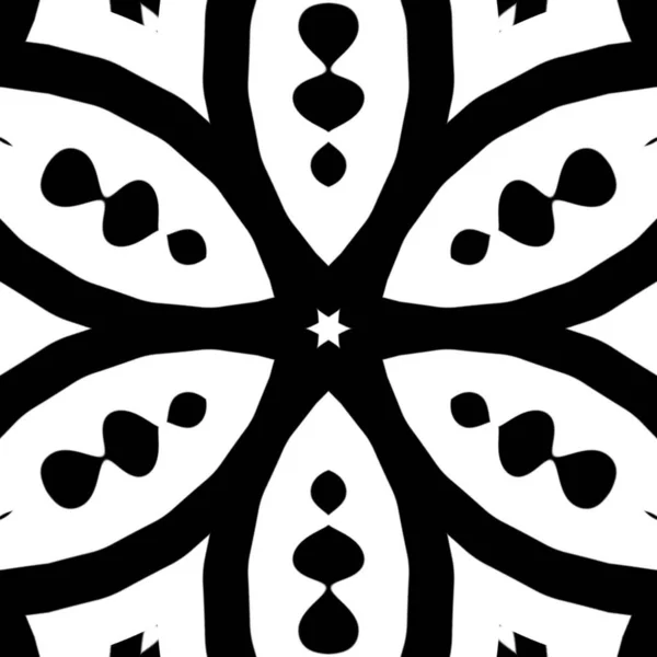 Siyah Beyaz Bir Kaleydoskop Tasarım Deseni — Stok fotoğraf