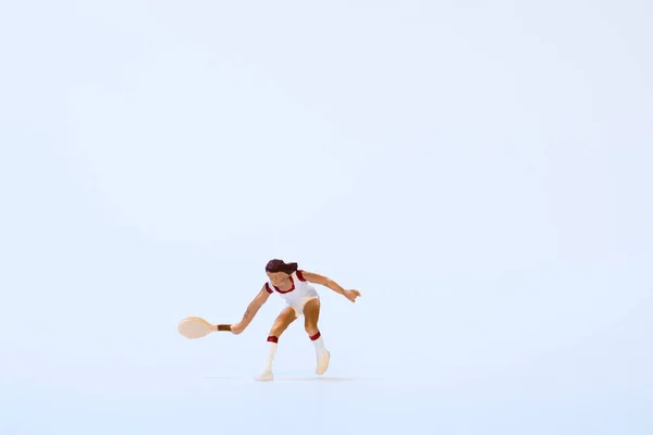 Miniature People Playing Basketball White Background —  Fotos de Stock