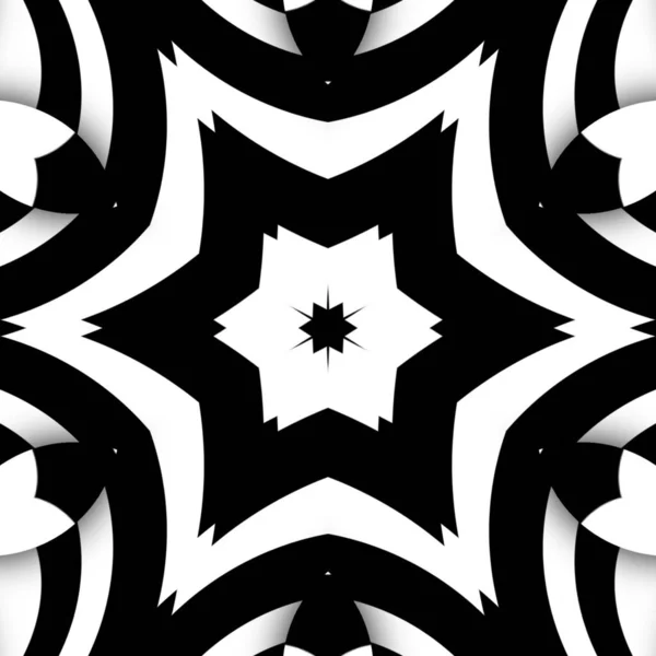 Ένα Μαύρο Και Άσπρο Μοτίβο Σχεδίασης Καλειδοσκοπίου — Φωτογραφία Αρχείου