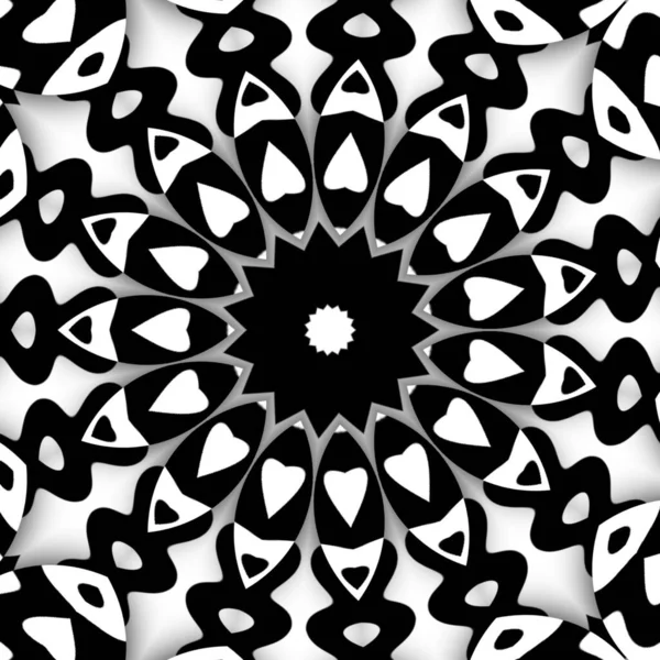 Ένα Μαύρο Και Άσπρο Μοτίβο Σχεδίασης Καλειδοσκοπίου — Φωτογραφία Αρχείου