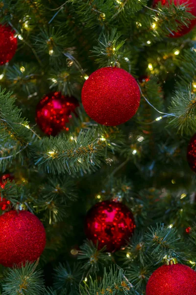 Holiday Decorations Christmas Tree Blurred Holiday Background — Stock Photo, Image