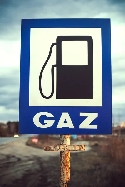Road Sign Gas Highway Rural Month — Stock Photo, Image