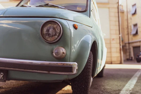 Terni Italie Août 2020 Détail Fiat Vintage Bleu Clair 500 — Photo