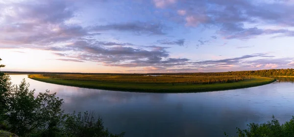 Magnifique Coucher Soleil Sur Rivière — Photo