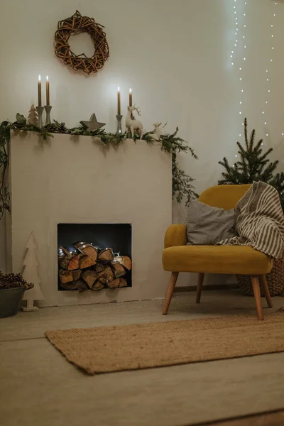 Intérieur Noël Avec Des Décorations Festives — Photo