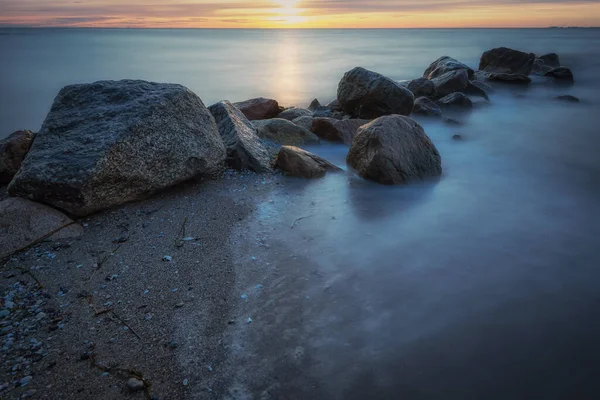 Prachtige Zonsondergang Boven Zee — Stockfoto