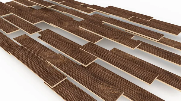 Wood Flooring Installation Fixing Parquets Floor Illustration Construction — Stockfoto