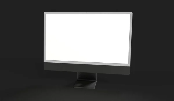 Rendering Computer Monitor Isolated Black — 图库照片